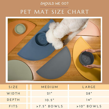 Should We Go? Waterproof Silicone Dog Food Mat – Large Size Non-Slip Pet Bowl Mat, Raised Edge Design, Easy-To-Clean Pet Food Placemat for Dog & Cat Bowls, 28" across X 14" Deep - Ocean Blue4
