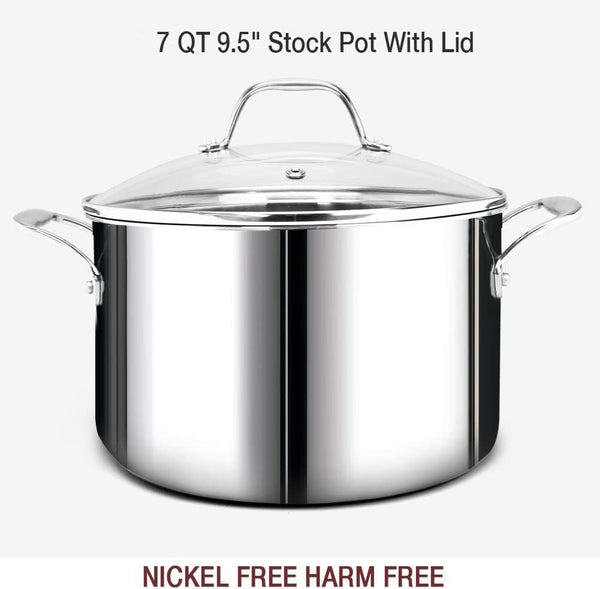14-Piece Nickel Free Stainless Steel Cookware Set Whole-Clad 3-Ply - Mirror Polished Pots and Pans Set - Healthy Cookware Set with Steamer - Non-Toxic Induction Cookware Sets3