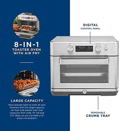 GE Digital Air Fryer Toaster Oven + Accessory Set | Convection Toaster with 8 Cook Modes | Large Capacity Oven - Fits 12" Pizza | Countertop Kitchen Essentials | Stainless Steel3