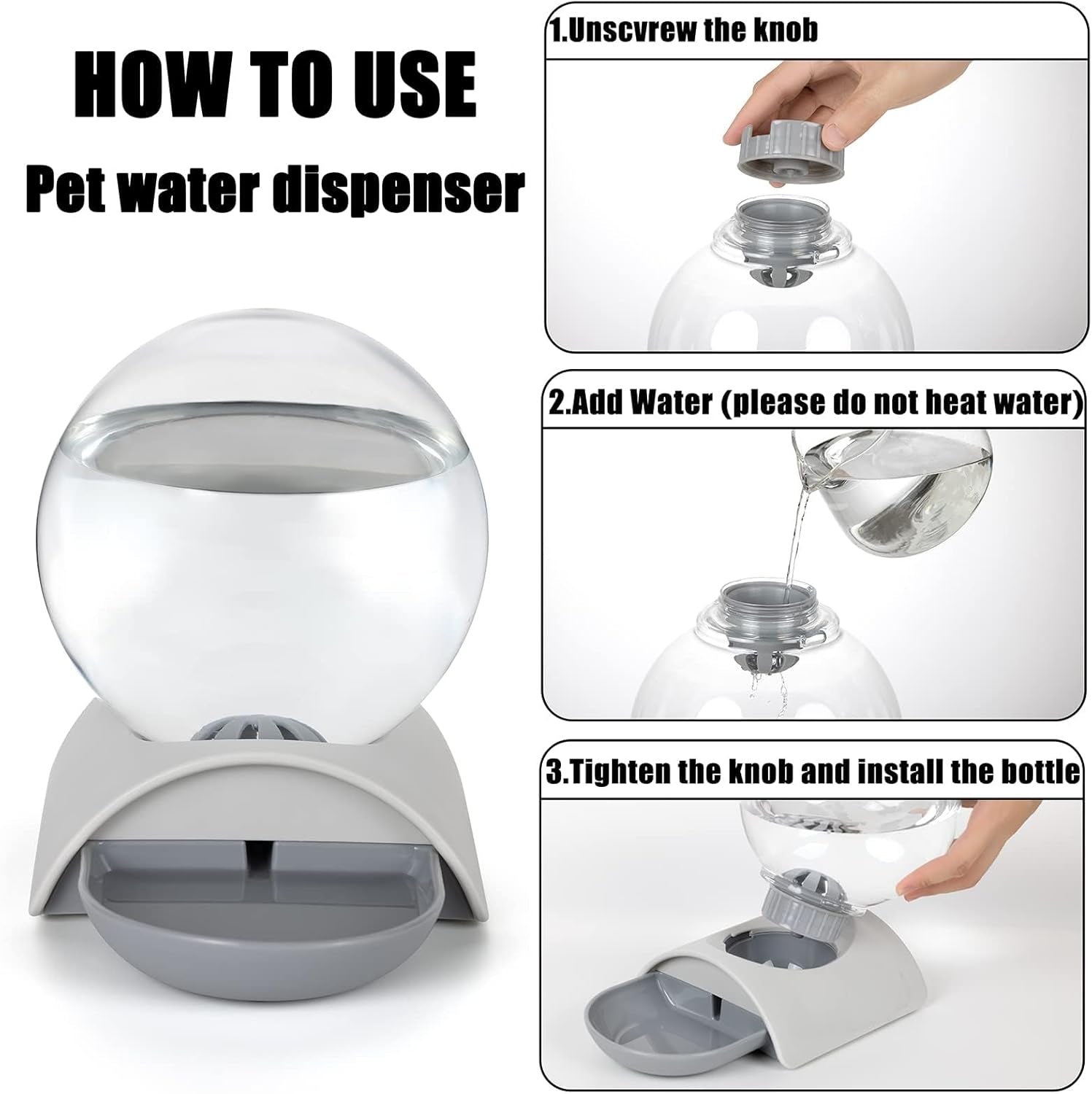 pet-water-dispenser-2-8l-automatic-gravity-cat-water-dispenser-for-cats-dogs-rabbit-detachable-cat-dog-water-dish-feeder-with-spherical-waterer-bubble-grey