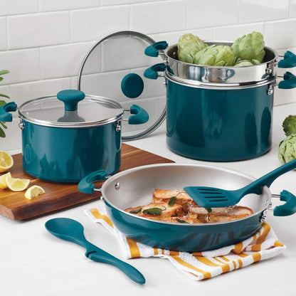 8-Piece Aluminum Cookware Set, Teal Shimmer3
