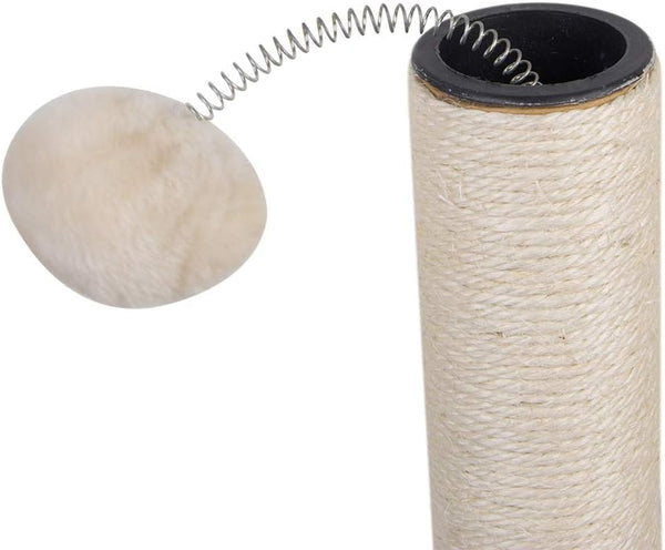 Cat Scratching Post with Carpet Botton Base and Spring Teasing Toy Ball for Indoor Cats and Kittens Grey7