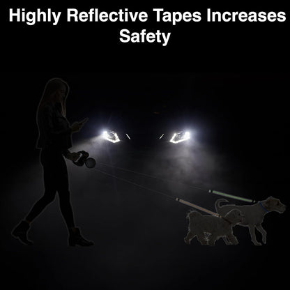 WIGZI (2) Two Dog Reflective Retractable Pet Leash – 360 Degree Zero Tangle Patent - Two Dogs Each up to 50 Lbs and 10Ft. Reflective Orange and Green Leads. Dual Locking4