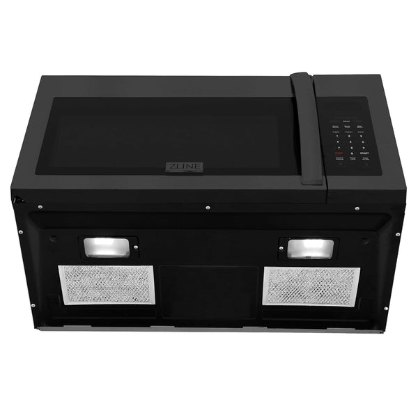 ZLINE over the Range Convection Microwave Oven in Black Stainless Steel with Modern Handle and Sensor Cooking5