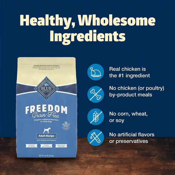Blue Buffalo Freedom Grain-Free Dry Dog Food, Complete & Balanced Nutrition for Adult Dogs, Made in the USA with Natural Ingredients, Chicken & Potatoes, 24-Lb Bag7
