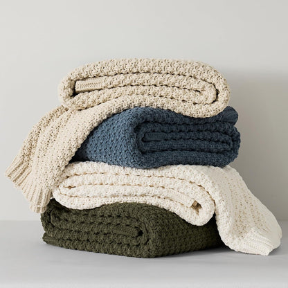 HOME Chunky Chenille Knit Throw Blanket, 50 X 60, Olive Green | Sculpted Moss Stitch, Chic Modern Farmhouse, All-Season Warmth, OEKO-TEX® Certified, Elegant Blanket for Couch, Bed, Sofa6