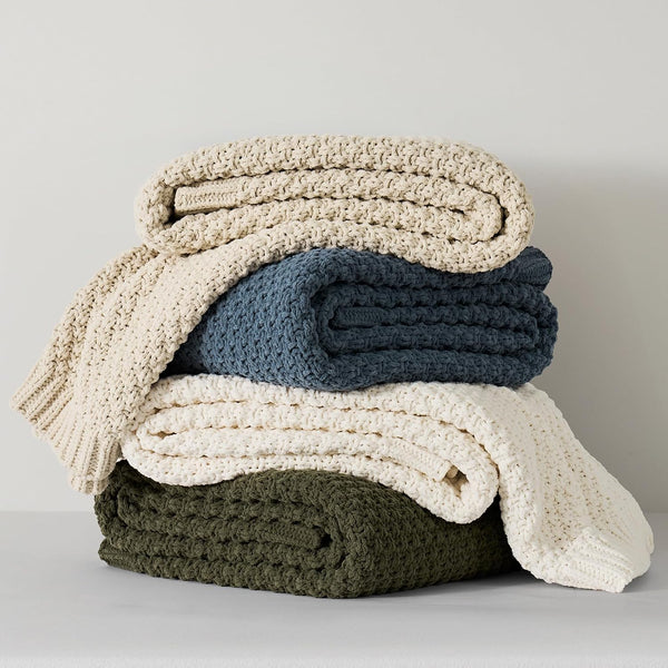 HOME Chunky Chenille Knit Throw Blanket, 50 X 60, Olive Green | Sculpted Moss Stitch, Chic Modern Farmhouse, All-Season Warmth, OEKO-TEX® Certified, Elegant Blanket for Couch, Bed, Sofa6