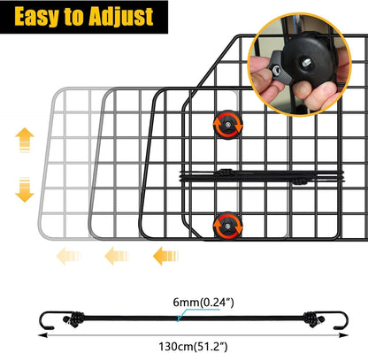 Gtongoko Dog Car Barrier for SUV, Heavy Duty Steel Wire Mesh Pet Divider for Vehicles Adjustable Universal Fit Dog Travel Barrier for Cars Trucks & Suvs, Cargo Area Safety Gate with Elastic Ropes4