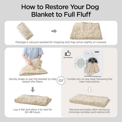 Bedsure Dog Blanket for Small Dogs Puppy Cats with Soft Fleece 25X35 White | 300GSM Fuzzy Jacquard Doggy Kitten Blanket Washable for Crate Cage, Pet Bed, Indoor Cats, Puppy Essentials, Cute Dog Gift5