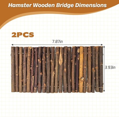 PINVNBY 2 PCS Hamster Toys, Wooden Hamster Ladder Bridge Tunnel Hide, Guinea Pigs Cage Accessories Natural Hideout for Small Animals Chinchillas Guinea Pigs Mouse Rat Ferret Rodents2