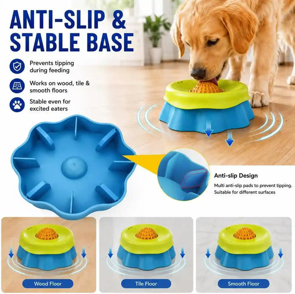 Slow Feeder Dog Bowl with Rolling Ball - 2-In-1 Silicone Dog Lick Bowl for Liquid Treats, Anti-Slip Interactive Licking Toy for Small Medium Large Dogs Cats, Food-Grade Easy Clean (Blue+Yellow)7