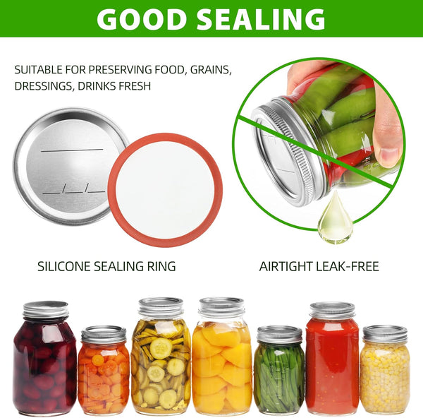 56PCS Canning Lids with Rings for Mason Regular Mouth 70Mm | 28 Lids + 28 Rings, Food Grade Material, for Canning Food Fruits DIY3
