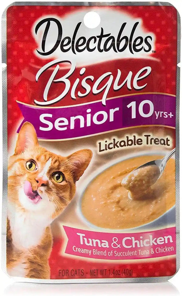 "Hartz Delectables Senior Bisque Lickable Cat Treats - Tuna/Chicken 4 Pouches"1