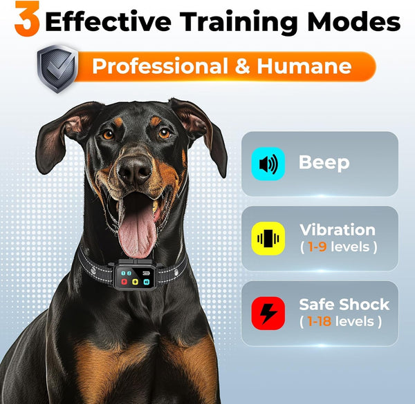 AI Dog Shock Collar 2 Dogs (10-120Lbs) - 3300FT Dog Training Collar with Remote, IPX7 Waterproof Collar with Beep, Vibration, Safe Shock for Large Medium Small Dogs, Keypad Lock and Flashing Light2