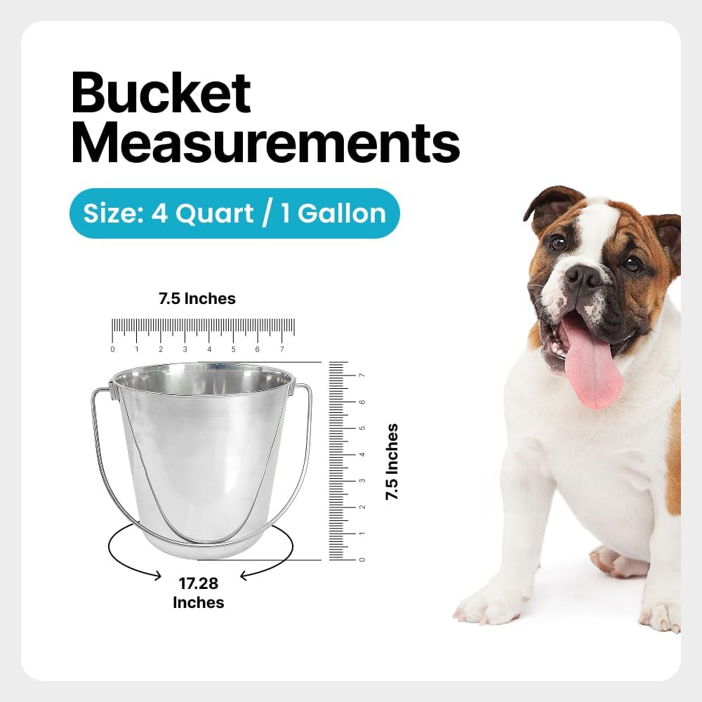 1-gallon-heavy-duty-stainless-steel-bucket-rust-resistant-metal-bucket-for-feeding-watering-pets-livestock-cleaning-perfect-for-crates-kennels-cages-hang-on-fences-4-quart