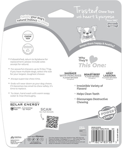 Nylabone Power Chew Original Bone Dog Chew Toys, X-Small, 3 Count | Pancakes & Sausage, Roast Beef, & Meat Lasagna Flavor, Durable, Long Lasting, Flavor Throughout, for Dogs up to 15 Lbs9