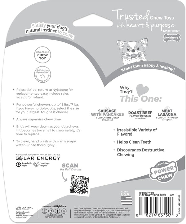 Nylabone Power Chew Original Bone Dog Chew Toys, X-Small, 3 Count | Pancakes & Sausage, Roast Beef, & Meat Lasagna Flavor, Durable, Long Lasting, Flavor Throughout, for Dogs up to 15 Lbs9