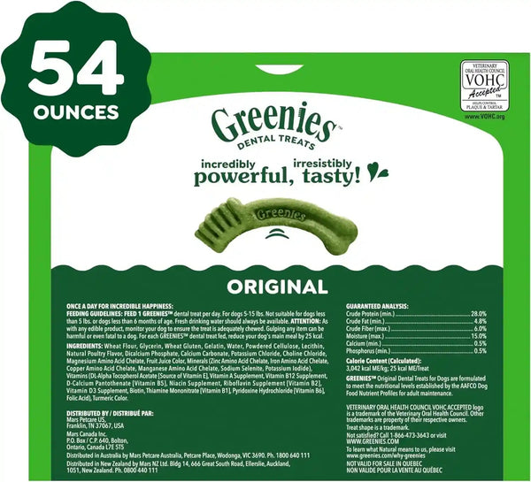 Greenies Teenie Original Natural Dental Dog Treats, Chicken, 192 Count | Clinically-Proven, Veterinarian-Recommended, 47% Less Tartar & 40% Less Plaque in 28 Days, for Dogs 5-15 Lbs, 54 Oz. Pack10