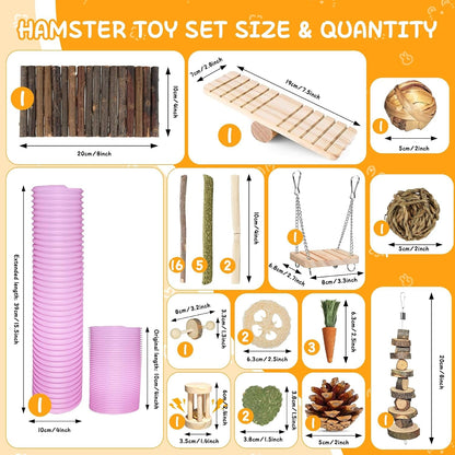 40 PCS Hamster Toys Set, Guinea Pig Toys Enrichment Hamster Tubes and Tunnels, Rat Enrichment Toy with Bridge, Seesaw, Swing, Ball for Gerbils, Chinchillas, Dwarf and Syrian Mouse5