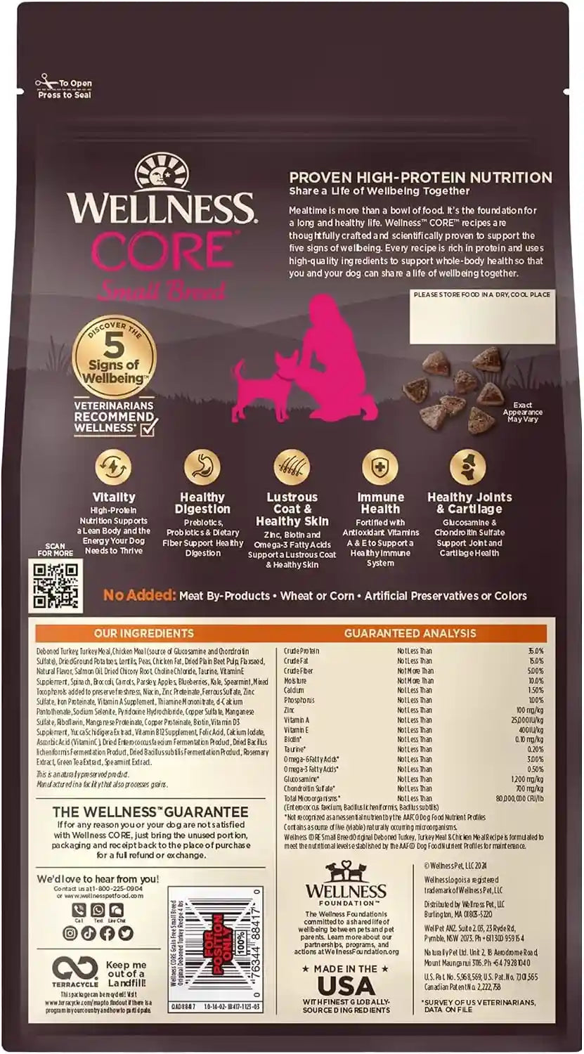 wellness-core-small-breed-adult-dry-dog-food-grain-free-kibble-natural-high-protein-turkey-and-chicken-recipe-4-lb-bag