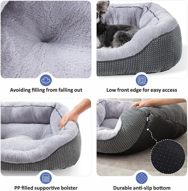 INVENHO Medium Dog Beds for Medium Dogs Washable, Rectangle Dog Bed Medium Size Dog, Orthopedic Dog Bed, Warming Soft Calming Sleeping Puppy Bed Durable Pet Bed with Anti-Slip Bottom M(30"X24"X9")7