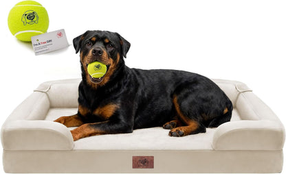 Waterproof Orthopedic Dog Bed for Extra Large Sized Dogs | Memory Foam Pet Bed Sofa with Bolster, Dog Couch with Washable Cover & Non-Slip Bottom, 42X30 Inch, Grey16