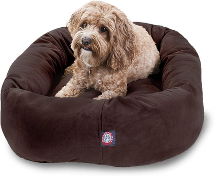 Majestic Pet 32 Inch Suede Calming Dog Bed Washable – Cozy Soft round Dog Bed with Spine Support for Dogs to Rest Their Head - Fluffy Donut Dog Bed 32X23X7 (Inch) - round Pet Bed Medium – Sage59
