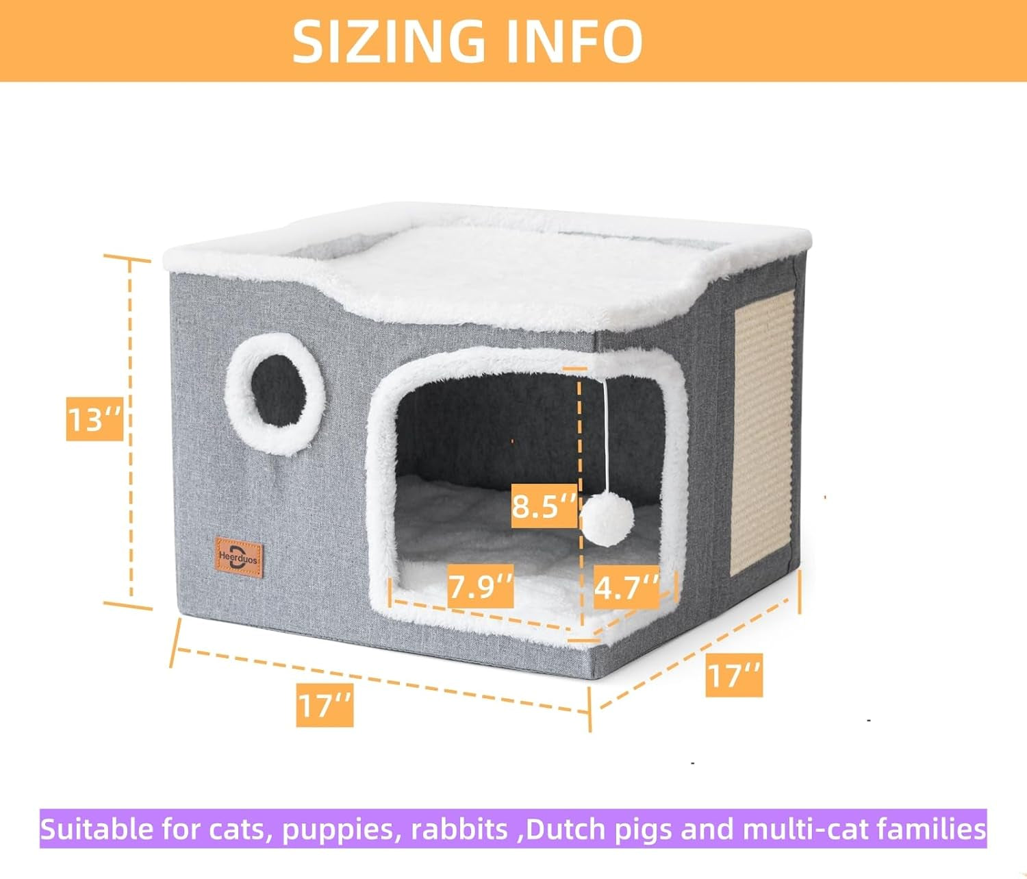 cat-bed-for-indoor-cats-covered-cat-cave-house-furniture-with-scratch-pad-foldable-cat-hideaway-hut-cute-cat-condo-with-soft-washable-mat-for-multi-small-pet-under-30-lbs-light-grey
