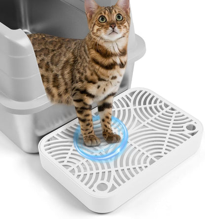 Cat Litter Box Ramp, Litter Box Step Mat with Filter Function Cat Stair for Litter Box, Easy to Clean, 11.8''X 8.2''X 2'' Cats Pedal Step Stool Ideal for Kitten & Elderly Cats (Light Grey)10