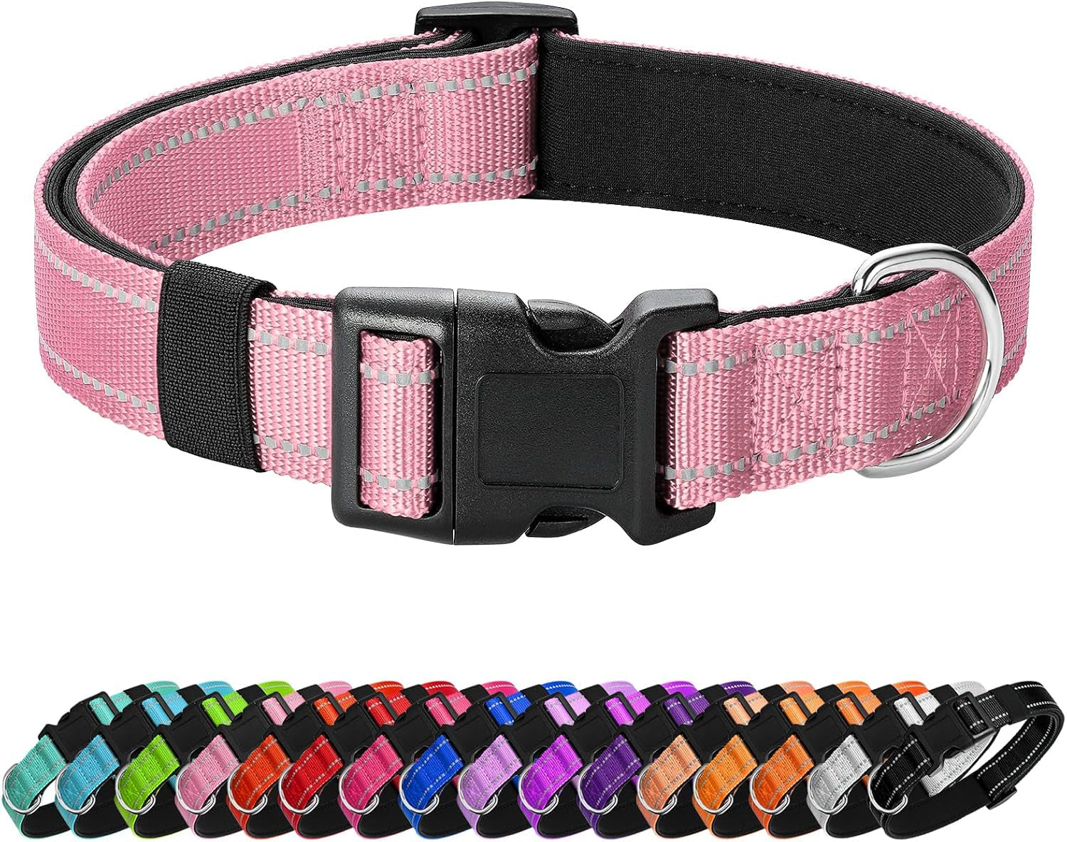 reflective-dog-collar-padded-with-soft-neoprene-breathable-quick-release-basic-dog-collars-for-medium-dogs-purple-girl