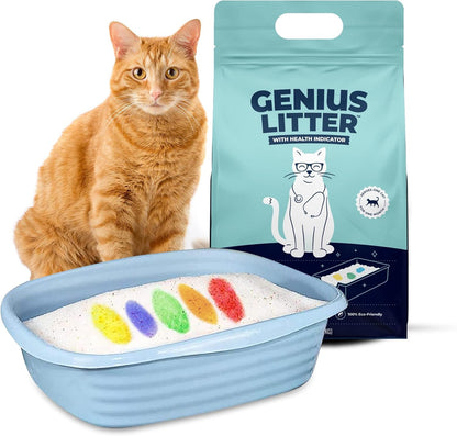 Genius Litter Health Monitoring Cat Litter, Featured on Shark Tank, Lightweight Crystal Silica Gel, Non Clumping, Dust Free, Low Tracking, Odor Control for Indoor Cats and Kittens, 6 Lb Bag1