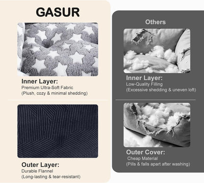 GASUR Small Dog Beds Small Size Dogs, Rectangle Washable Dog Bed, Orthopedic Dogs Sofa Bed, Pet Cuddler Anti-Slip Bottom, Soft Calming Sleeping Warming Puppy Bed (S (20"X 19"X 6"), Black)3
