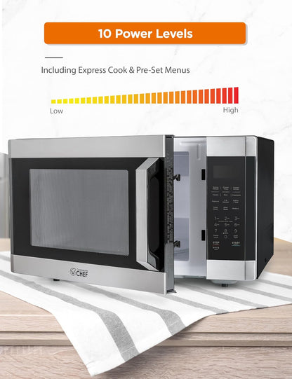 1.6 Cu. Ft. Countertop Microwave Oven, CHM16MS6, Stainless | Touch Controls with Digital LED Display, 1100W, 13.6” Turntable Plate, Push Button Door, 10 Power Levels3