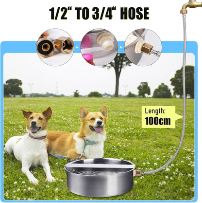 Automatic Dog Water Bowl Dispenser Large Breed| Auto Fill| High Capacity | Stainless Steel Dog Waterer with Float Valve Self Filling Auto Water Bowl for Outdoor Large Dogs Cats Chicken Livestock6