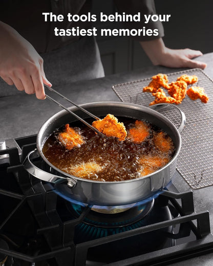 Frying Pans Nonstick with Lid, Hybrid Ceramic Nonstick Tri-Ply Saute Pan with Lid,Pfas/Pfoa/Ptfe Free, Metal Utensil Safe, Dishwasher & Oven Safe, Induction Compatible2
