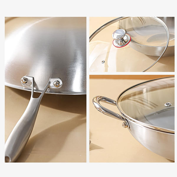 Stainless Steel 316 Wok with Glass Lid, Tri-Ply Large Cooking Surface, Oven Safe & Induction Compatible (12.5 Inch)8