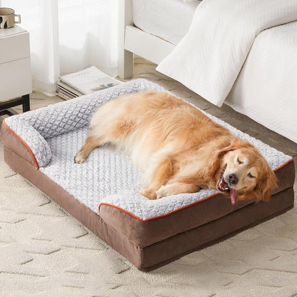 LEXTRO Orthopedic Dog Beds for Large Dogs,42X30 Inch Extra Large Dog Bed, Egg Crate Foam Bed for Large Dogs, Big Pet Bed with Washable Removable Waterproof Pillow Cover and Anti-Slip Bottom, Grey8
