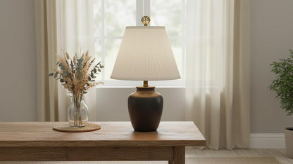 33055, Hardback Empire Transitional Spider Lamp Shade, Mushroom Pleated Pleated White, 7" Top X 13" Bottom X 10" Slant11