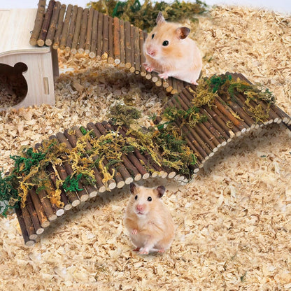 PINVNBY 2 PCS Hamster Toys, Wooden Hamster Ladder Bridge Tunnel Hide, Guinea Pigs Cage Accessories Natural Hideout for Small Animals Chinchillas Guinea Pigs Mouse Rat Ferret Rodents7
