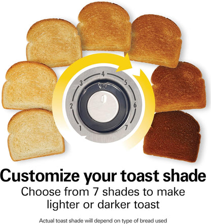 Extra-Wide Slot 2 Slice Toaster with Bagel & Defrost Buttons | Browning Control with 7 Shades | Auto Shutoff | Toast Boost | Slide-Out Crumb Tray | Black & Stainless Steel | 22633G3