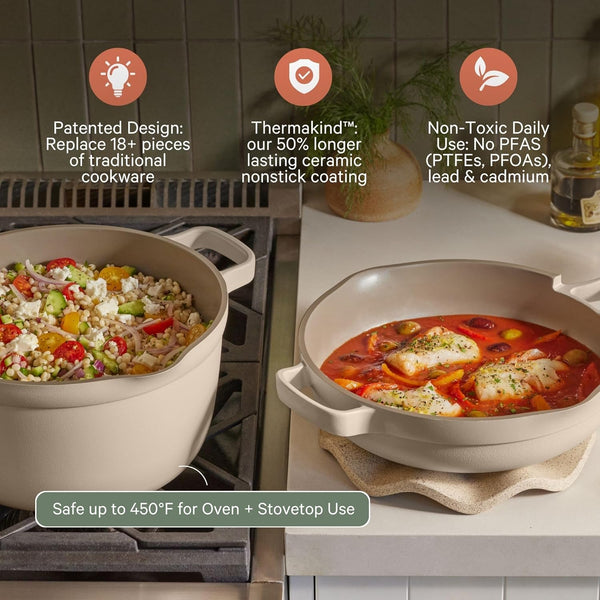 Our Place Cookware Duo, 7-Piece Ceramic Nonstick Cookware Set with Strainer | Non-Toxic Ceramic Cookware Set with 10.5-Inch Always Pan, 5.5 Qt Perfect Pot & Strainer; Induction & Oven Safe to 450°F3