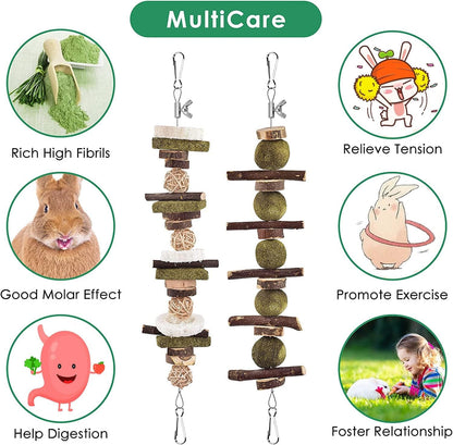 KATUMO Rabbit Chew Toys, Bunny Toys Apple Wood Grass Timothy Treat | DIY Hamster Chew Kit Bunny Teeth Care Molar Toys, Ideal for Rabbit, Guinea Pig, Chinchilla, Hamster, Squirrel, Gerbils5