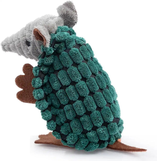 Hollypet Plush Dog Squeaky Toy Stuffed Armadillo Animal Pet Puppy Chew Toys with Clean Teeth for Small Medium Large All Breed Sizes Dogs, Gray, 8 In28