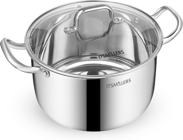 Stainless Steel Stock Pot - 8 Quart, Soup Pot Induction Compatible, Cooking Pot with Riveted Handle, Oven & Dishwasher Safe1