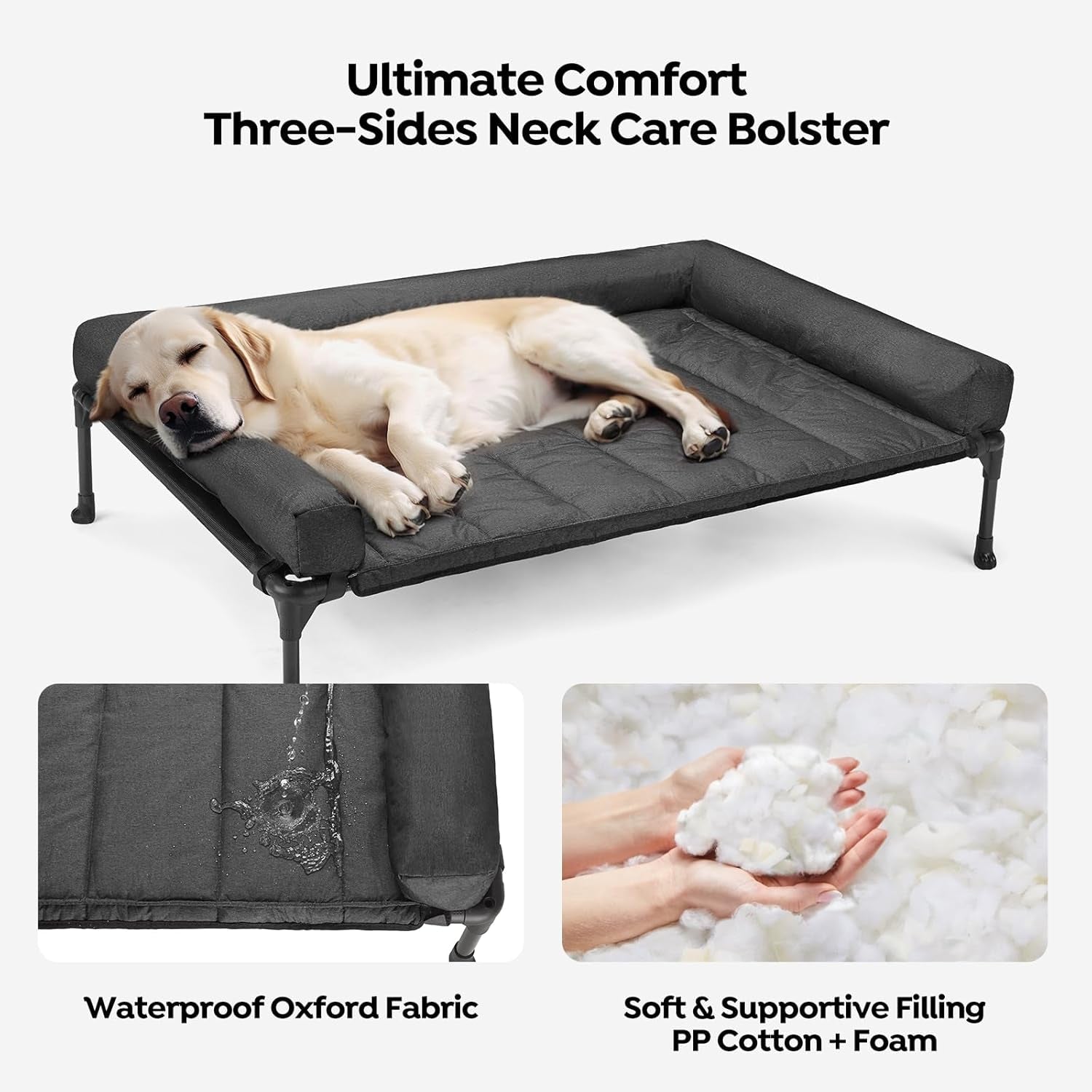 veehoo-outdoor-elevated-dog-bed-with-waterproof-bolster-cushion-cooling-raised-dog-bed-with-removable-washable-mat-topper-breathable-mesh-dog-couch-cot-for-indoor-outdoor-42-large-black