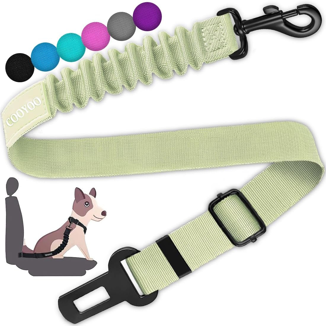 cooyoo-dog-seat-belt-durability-retractable-dog-car-harness-adjustable-dog-seat-belt-for-vehicle-nylon-pet-safety-seat-belts-heavy-duty-elastic-1-pack-black