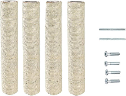 SHENGOCASE 4-Pack 19.7" L, 3.15" Ø Cat Tree Replacement Post with M8 Screw, Cat Tower Accessories Replacement Pole1