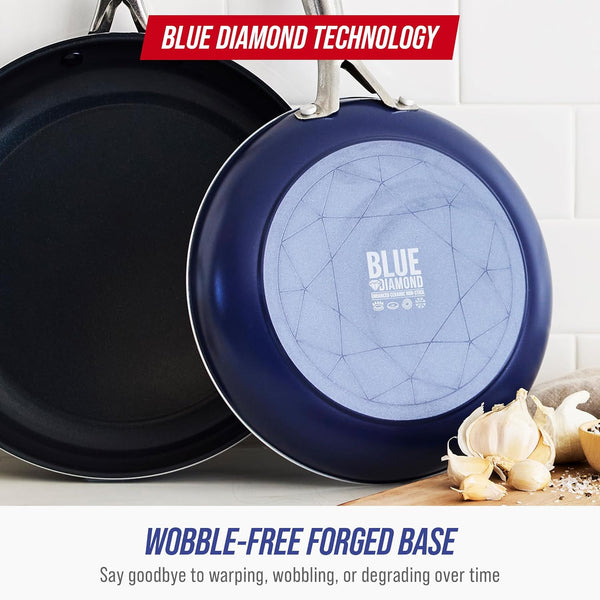 12 Piece Nonstick Cookware Set, Diamond Ceramic Pots & Pans, Dishwasher & Metal Utensil Safe, Non Toxic Pfas-Free, Kitchen Cooking Sauce & Saute Pans, Oven & Broiler to 600F, Blue7