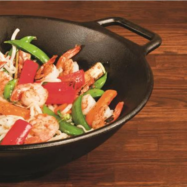 12'' Pre Seasoned Heavy Duty Construction Cast Iron Grilling Wok, Griddle and Stir Fry Pan6