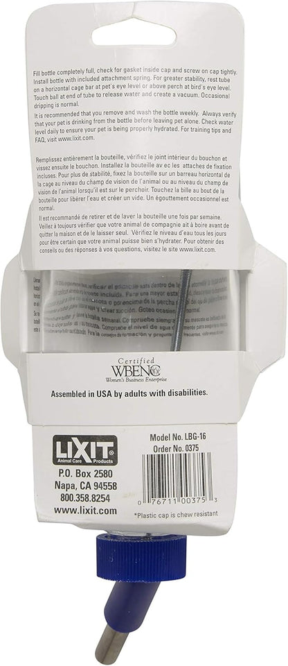 Lixit Glass Water Bottles for Small Animals and Birds (16Oz), Clear (COMINHKR016337)3